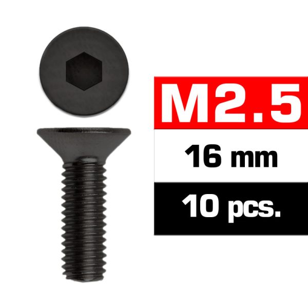 Ultimate Racing M2.5x16mm Flat Head Screws (10 pcs)