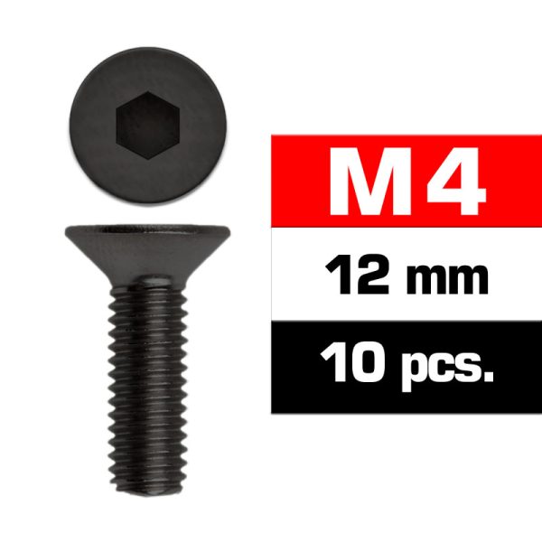 Ultimate Racing M4x12mm Flat Head Screws (10 pcs)